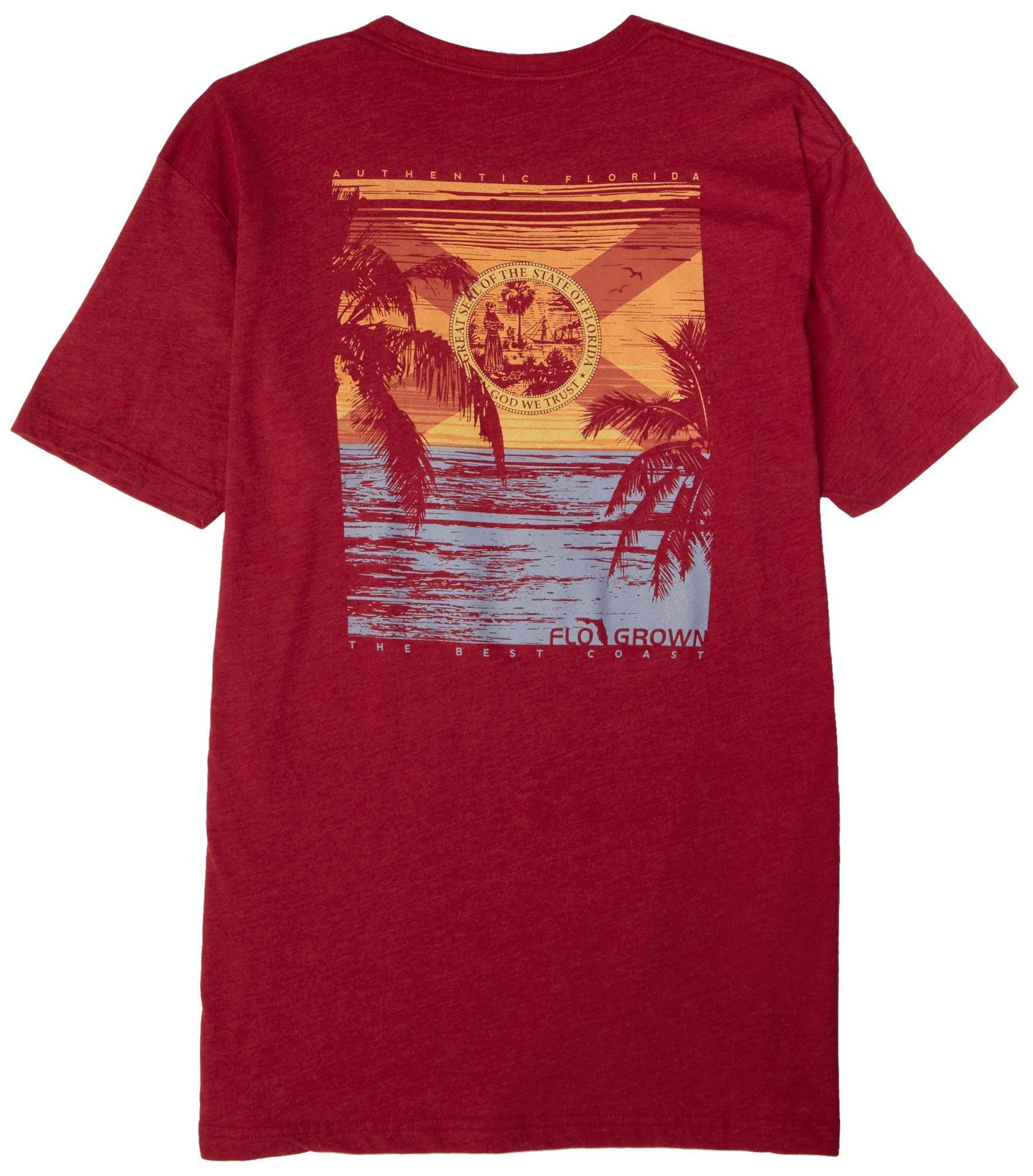 FloGrown Mens Authentic Retro Beach & Florida Seal T-Shirt
