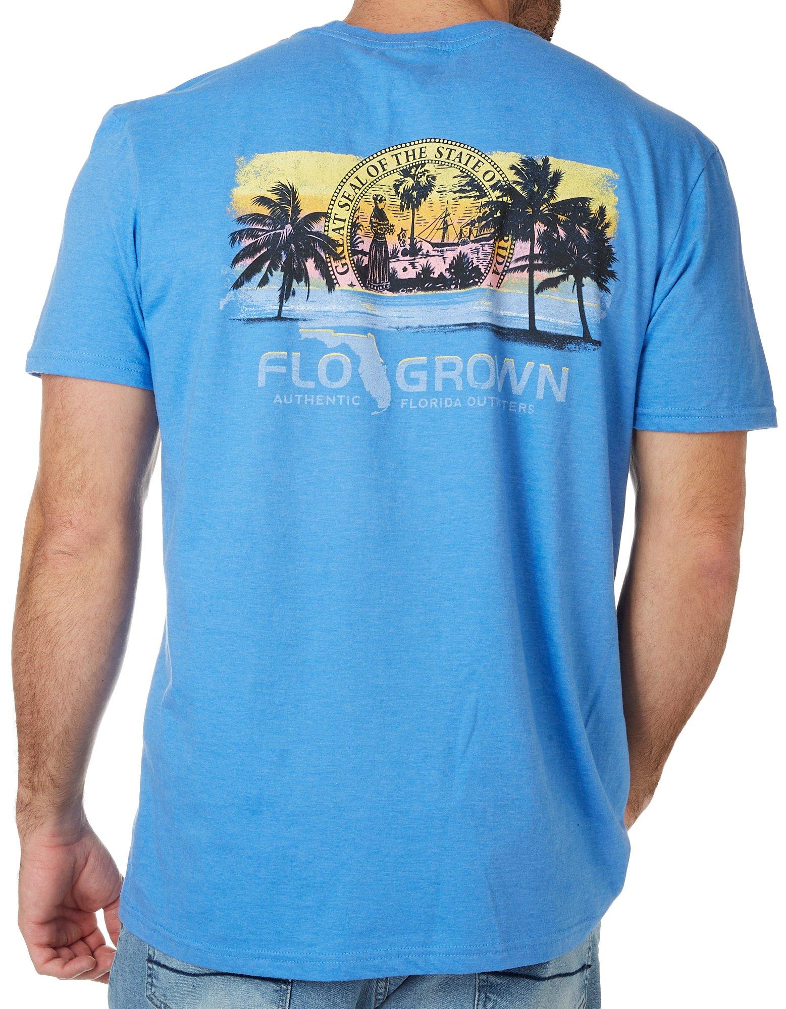 Mens Vintage Florida Sunset Seal T-shirt