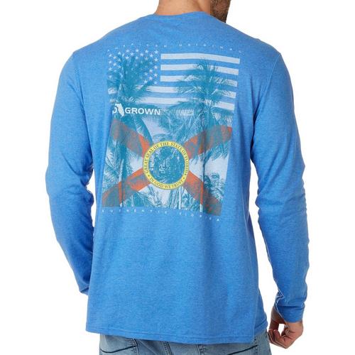 FloGrown Mens Double Flag Long Sleeve Graphic T-Shirt