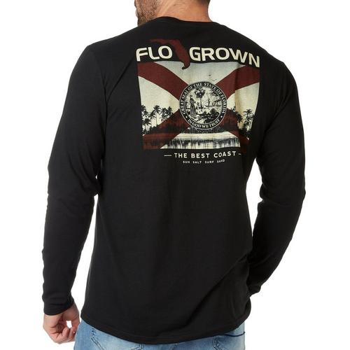 FloGrown Mens Sunset Coast Long Sleeve Graphic T-Shirt