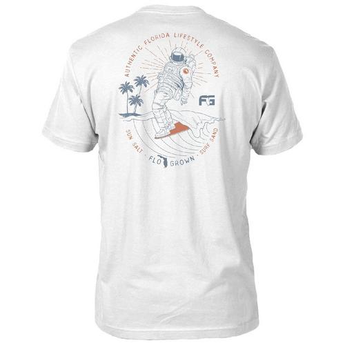 FloGrown Mens Astronaut Space Coast Surf Graphic T-Shirt