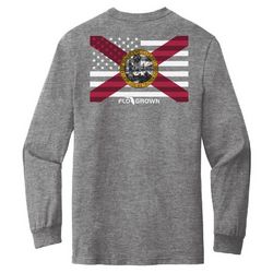 FloGrown Mens Heathered Double Flags Long Sleeve T-Shirt