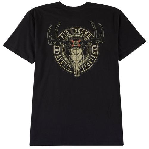 FloGrown Mens Deer Skull Badge Graphic T-Shirt