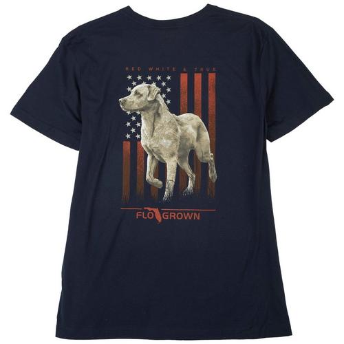 FloGrown Mens Red White True Dog Graphic T-Shirt
