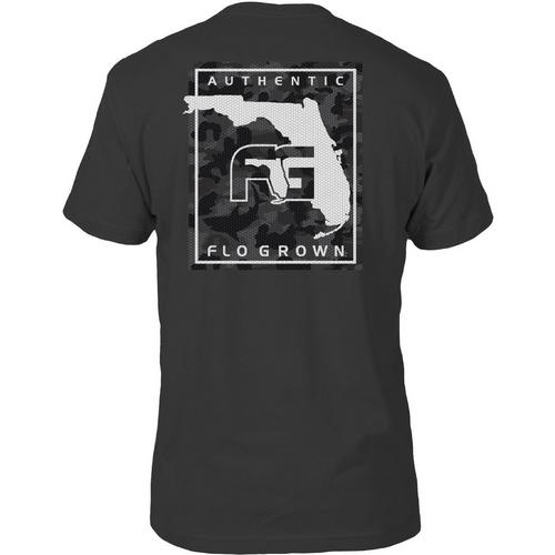 FloGrown Mens Fish Camo Square Graphic T-Shirt