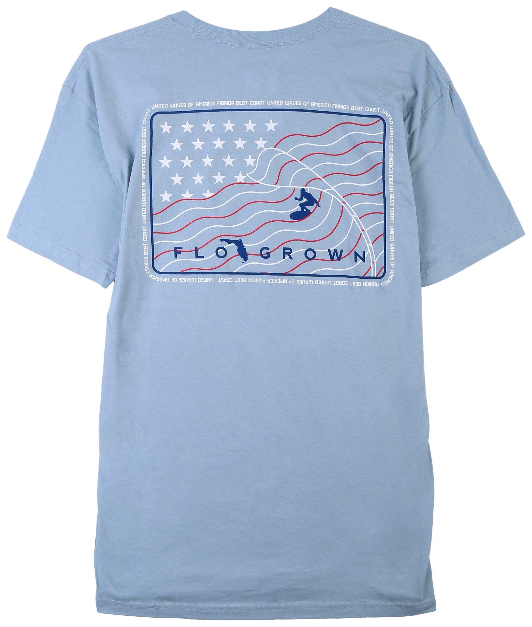 FloGrown Mens United Waves Americana Flag T-Shirt