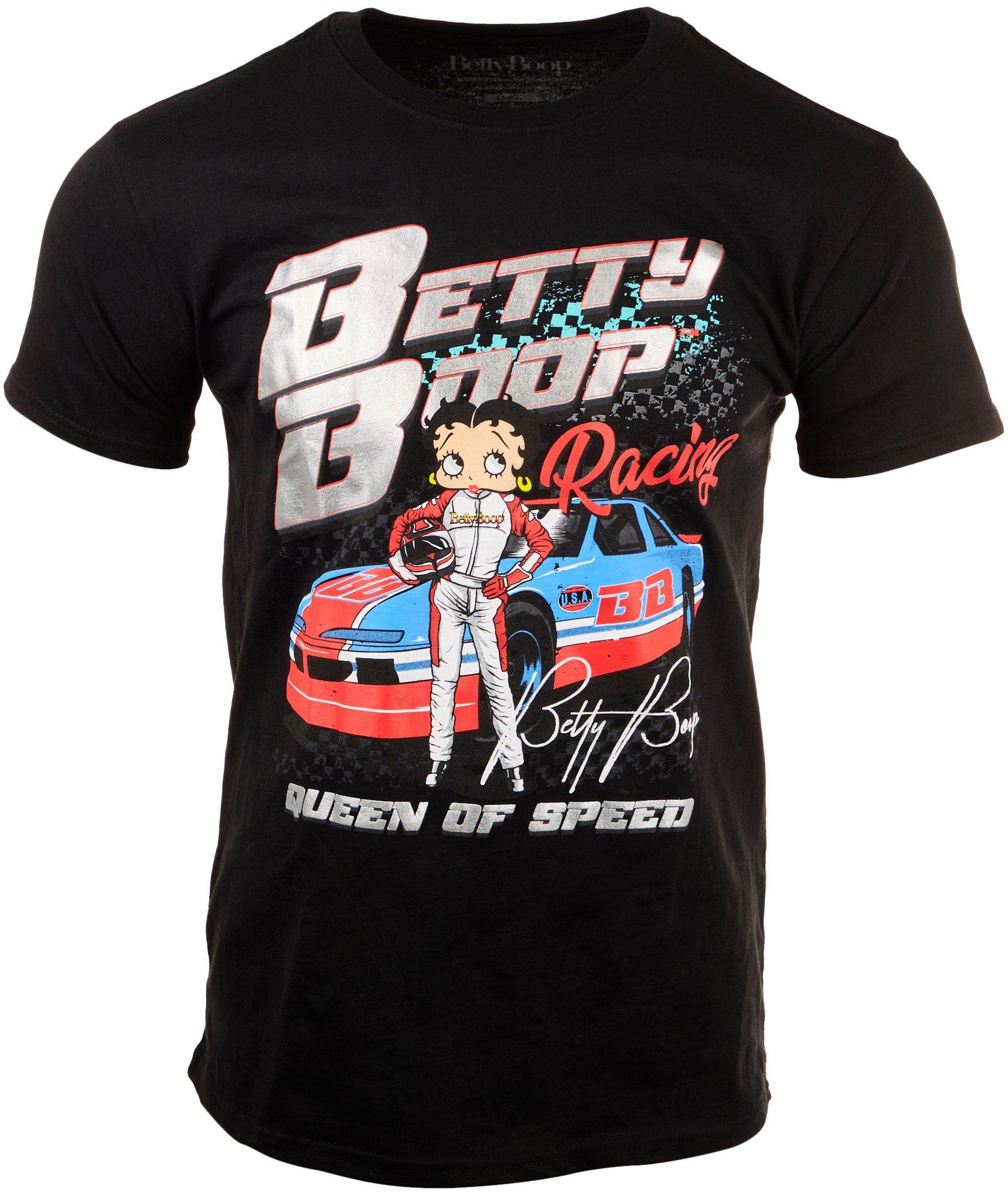 Betty Boop Mens Betty Boop Racing Short Sleeve T-Shirt