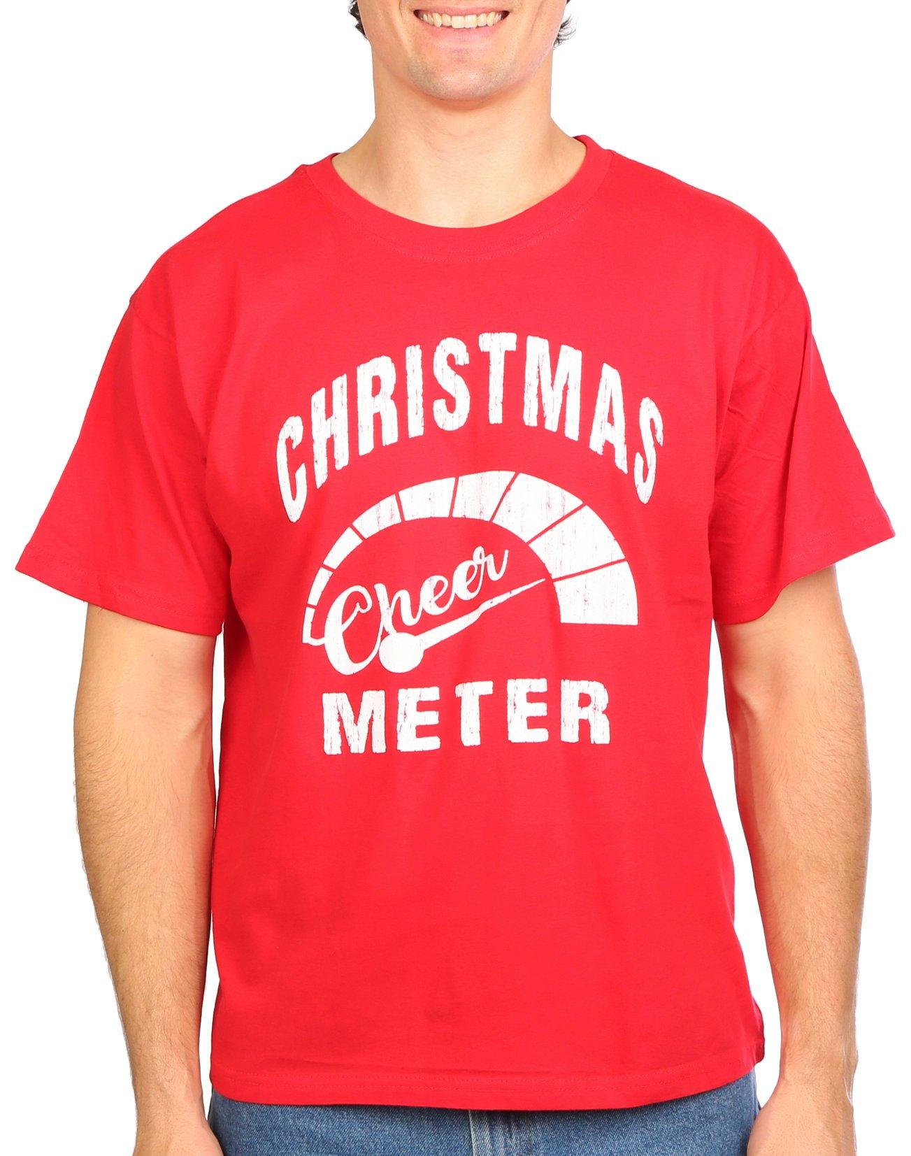 Mens Christmas Cheer Meter Short Sleeve T-Shirt