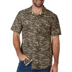 Visitor Mens Wave Graphic Button Down Short Sleeve Shirt
