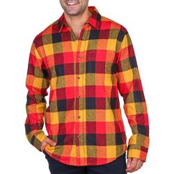 Visitor Mens Button Down Plaid Long Sleeve Flannel Shirt