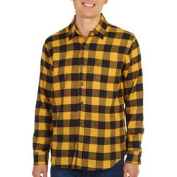Visitor MensChecked Plaid Long Sleeve Flannel Shirt