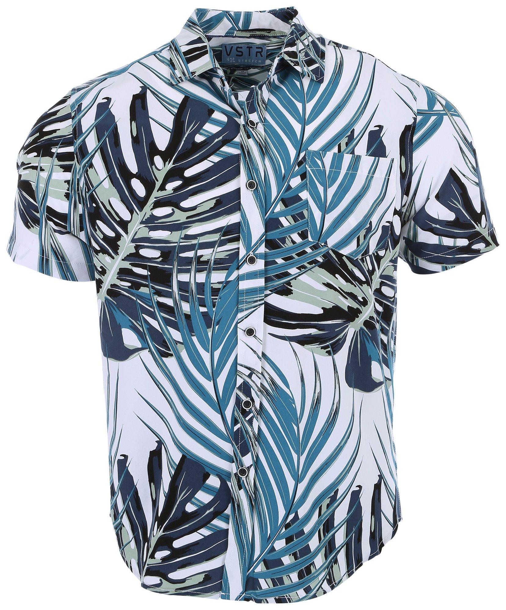 Visitor Mens Tropical Button Down Short Sleeve Shirt