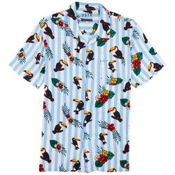 Mens Rayon Tropical Print Short Sleeve Shirt