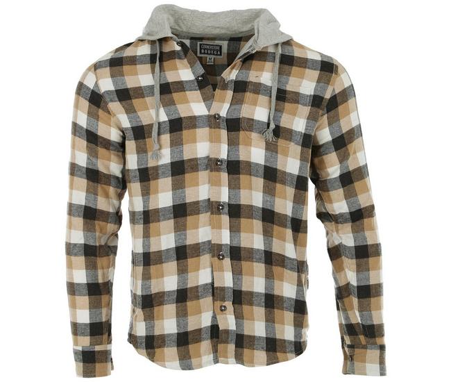 Mens Flannel Hoodie Long Sleeve Plaid Button Down Shirt | Bealls