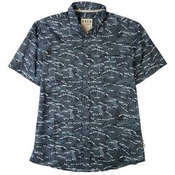 Visitor Mens Wave Woven Short Sleeve Button-Up Shirt