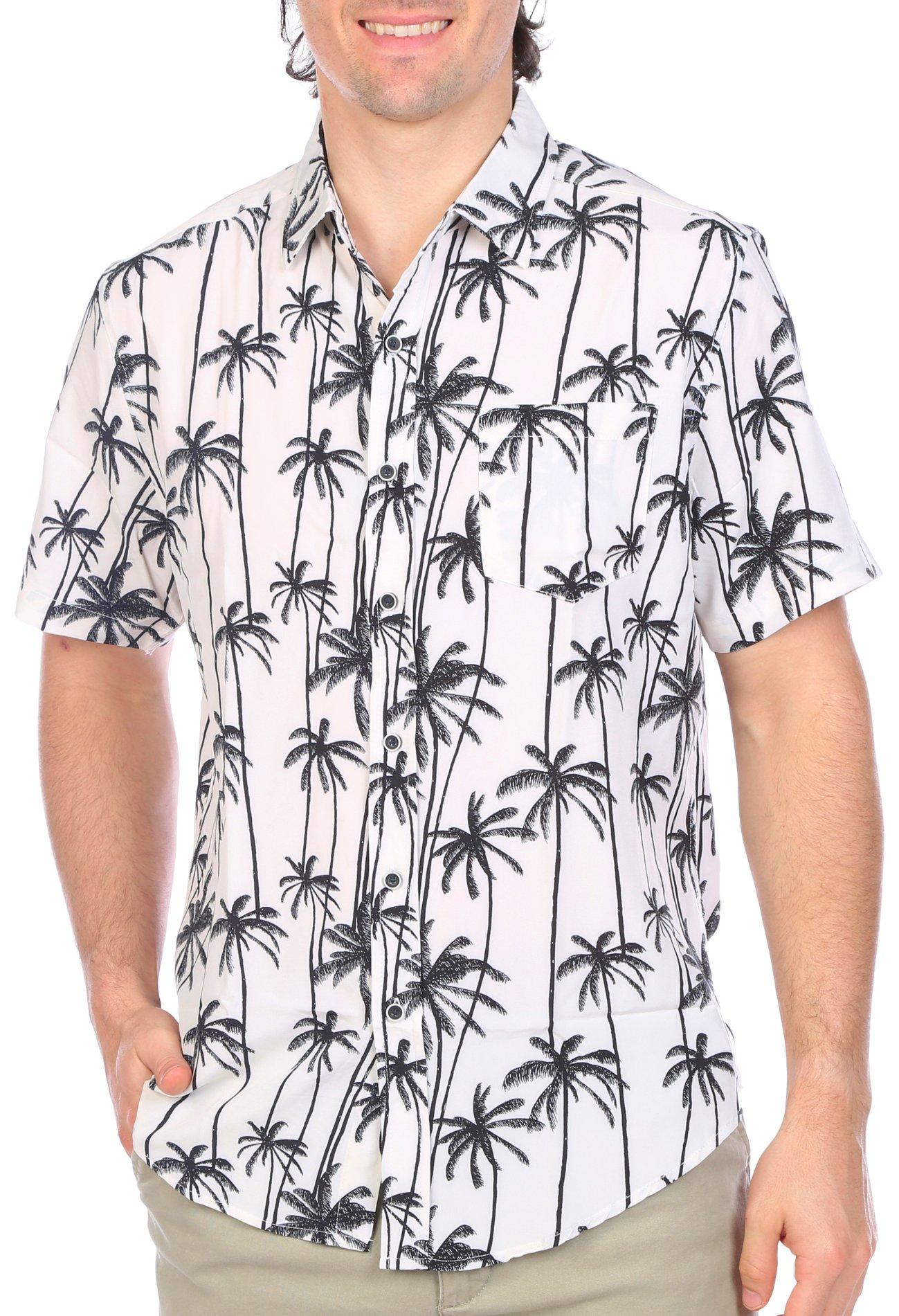 Visitor Mens Tropical Print Short Sleeve Shirt