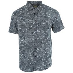 Visitor Mens Wave Button Down Short Sleeve Shirt
