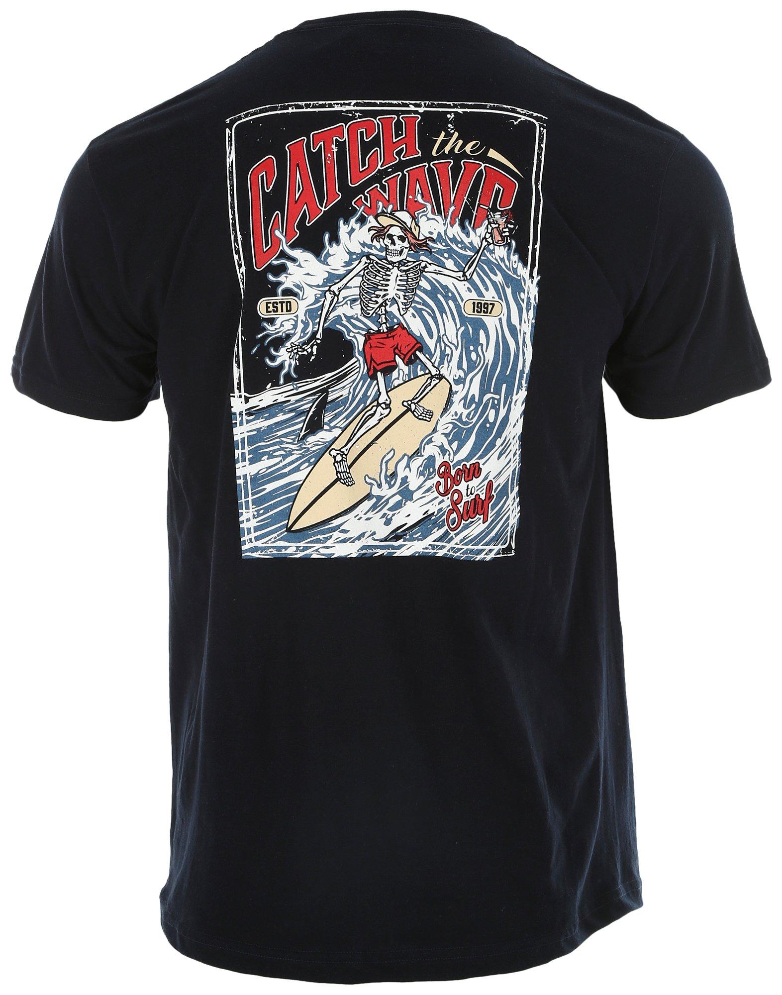 Mens Born To Surf Graphic Short Sleeve T-Shirt