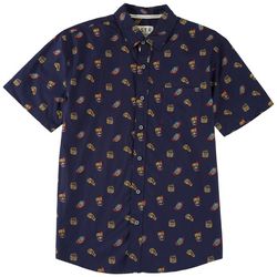 Visitor Mens Fast Food Print Button-Up Shirt