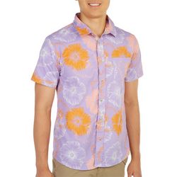Visitor Mens Floral Short Sleeve Button-Up Shirt