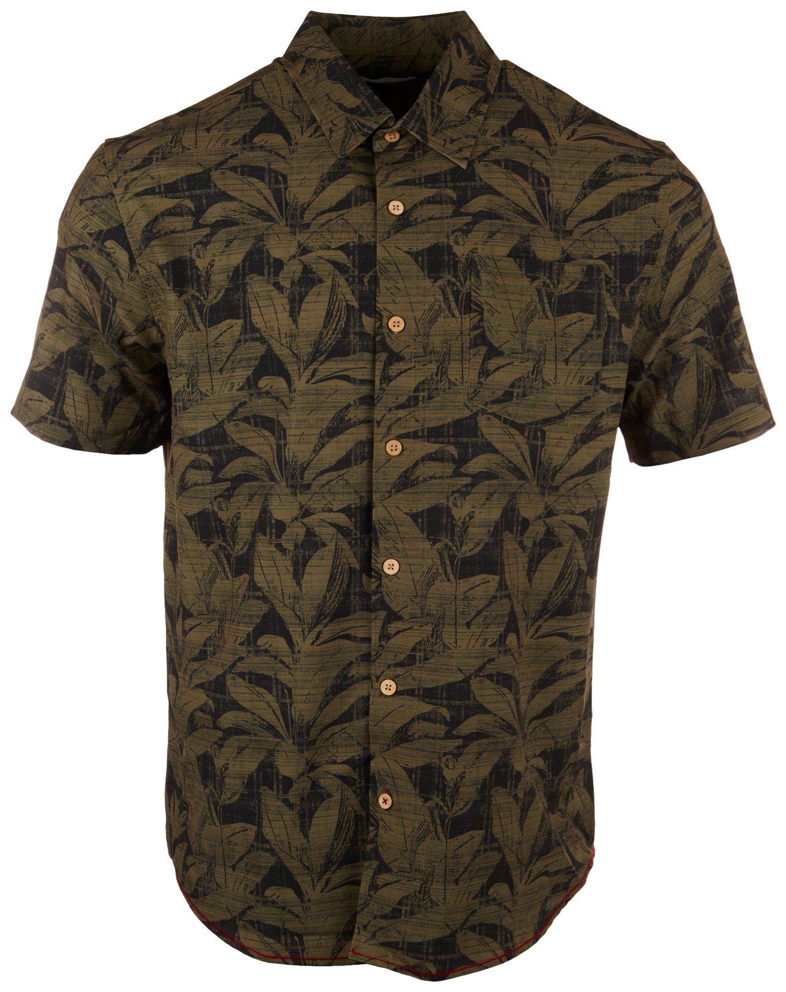 Mens Palm Leaf Short Sleeve Shirt