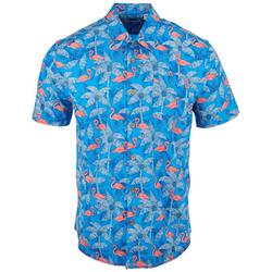Mens Tropical Flamingo Short Sleeve Shirt