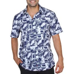PROJEK RAW Mens Tropical Palm Print Short Sleeve Shirt