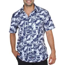 Mens Tropical Palm Print Short Sleeve Shirt