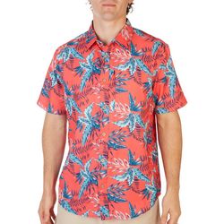 PROJEK RAW Mens Tropical Print Short Sleeve Shirt