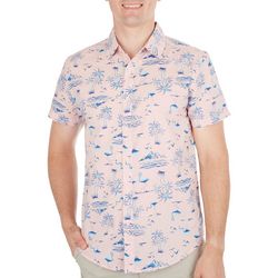 Hollywood Mens Flamingo Short Sleeve Button Shirt