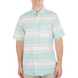 Ocean Current Mens Bllue/Green Stripe Short Sleeve  Shirt