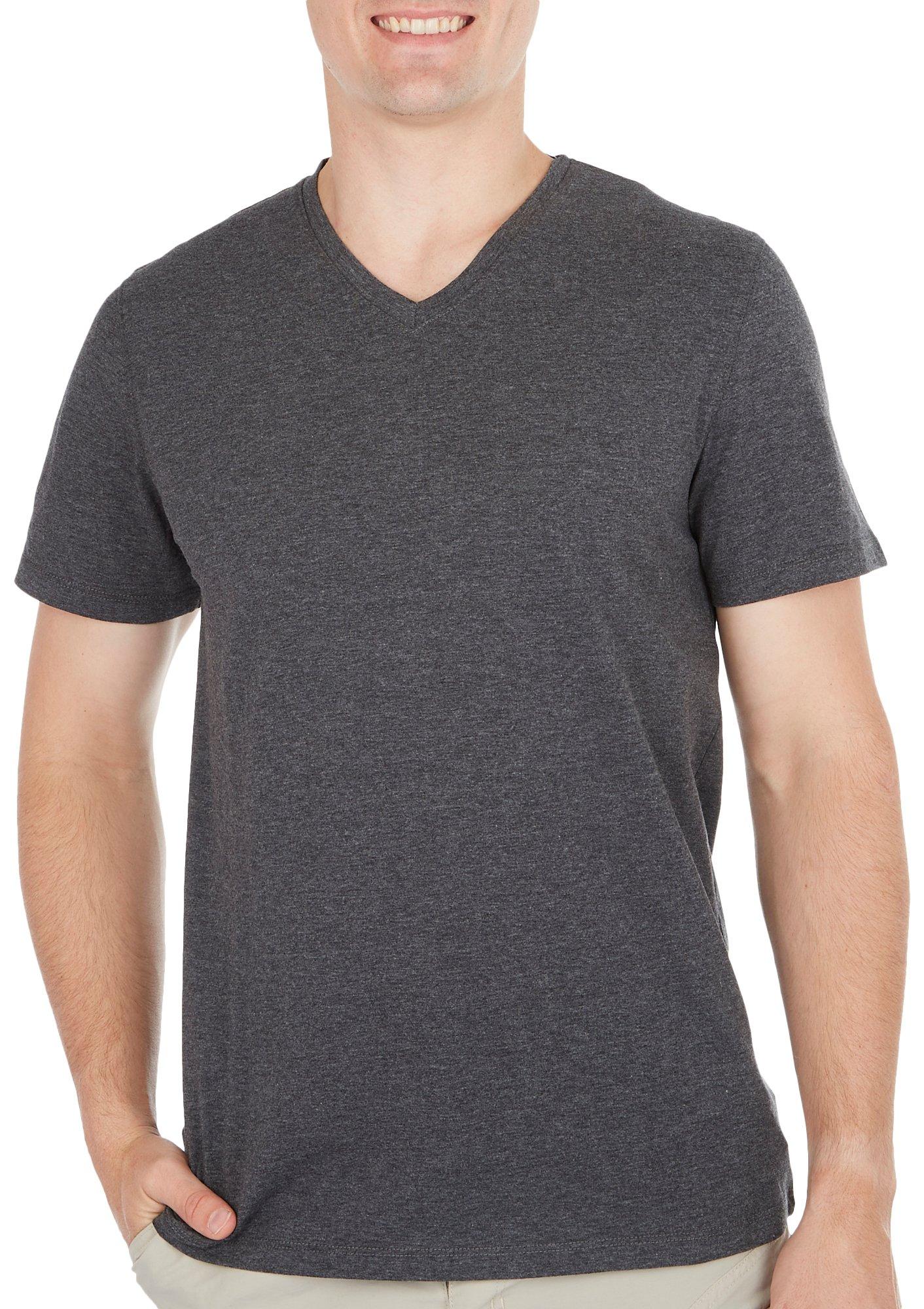 Mens Solid V-Neck Short Sleeve T-Shirt