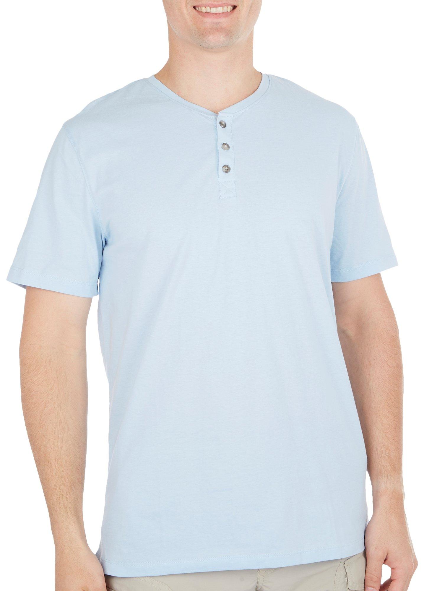 DVISION Mens Solid Short Sleeve Henley Shirt