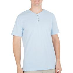 Mens Solid Short Sleeve Henley Shirt