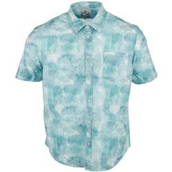 Mens Perforated Palm Leaves Short Sleeve Shirt
