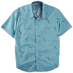 Burnside Mens Tropical Coconut Tree Print Button Up Shirt