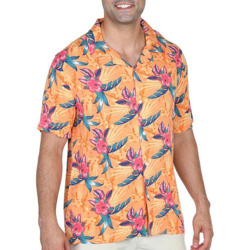 BROOKLYN CLOTH Mens Tropical Print Short Sleeve Shirt