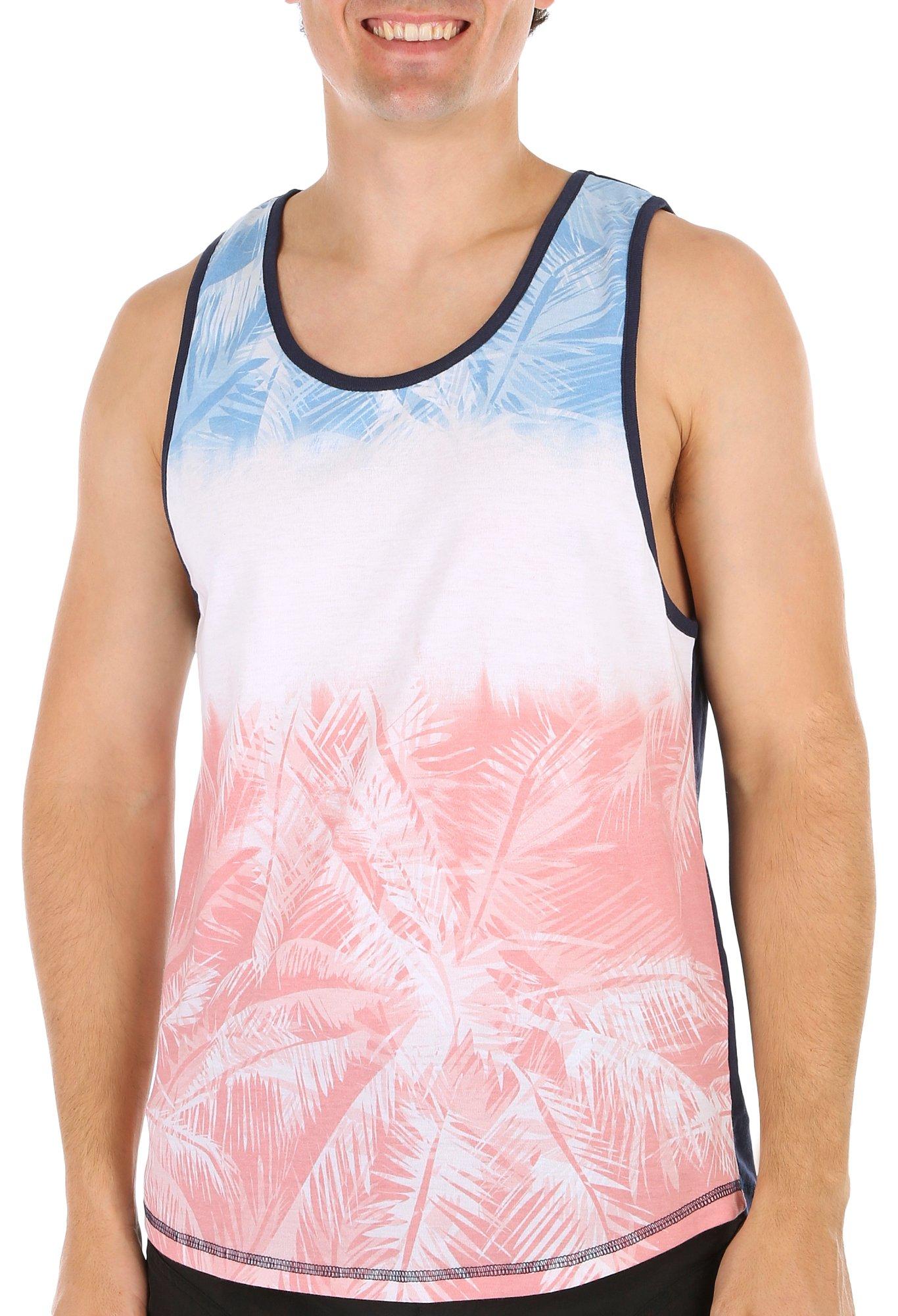Distortion Mens Palm Fronds Sublimation Tank Top