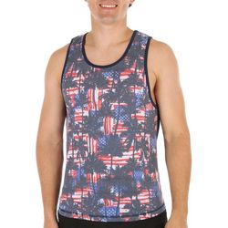 Distortion Mens Palm Trees Flag Sublimation Tank Top