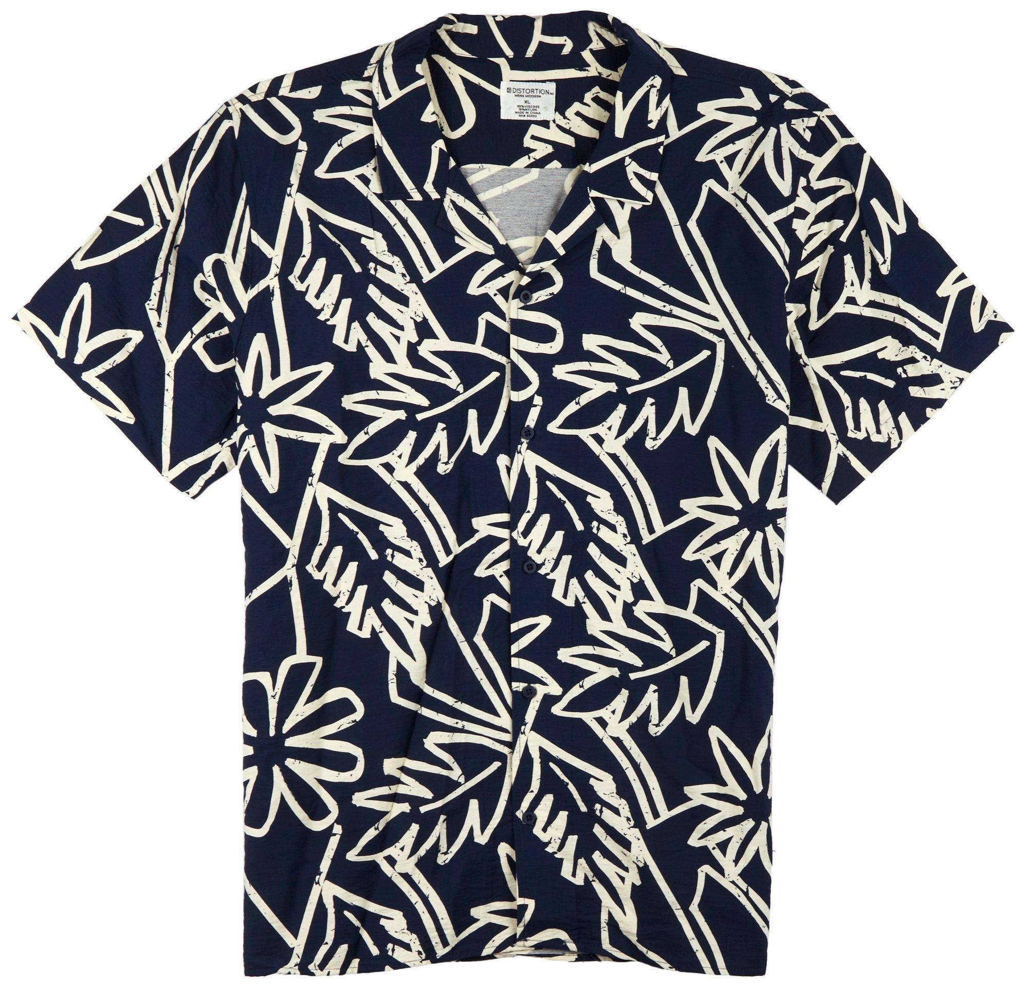 Mens Abstract Flower Short Sleeve Shirt