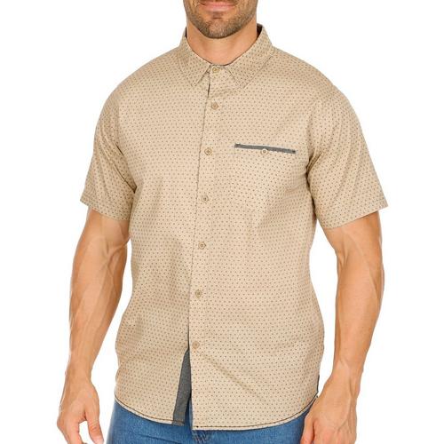 Distortion Mens Micro Print Button Up Short Sleeve