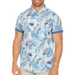 Distortion Mens Tropical Button Up Short Sleeve Shirt