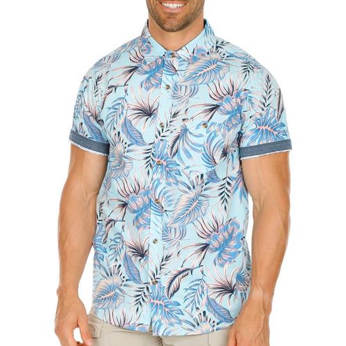 Distortion Mens Tropical Button Up Short Sleeve Shirt