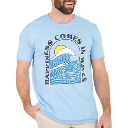 Mens Happiness Comes in Waves Graphic T-Shirt