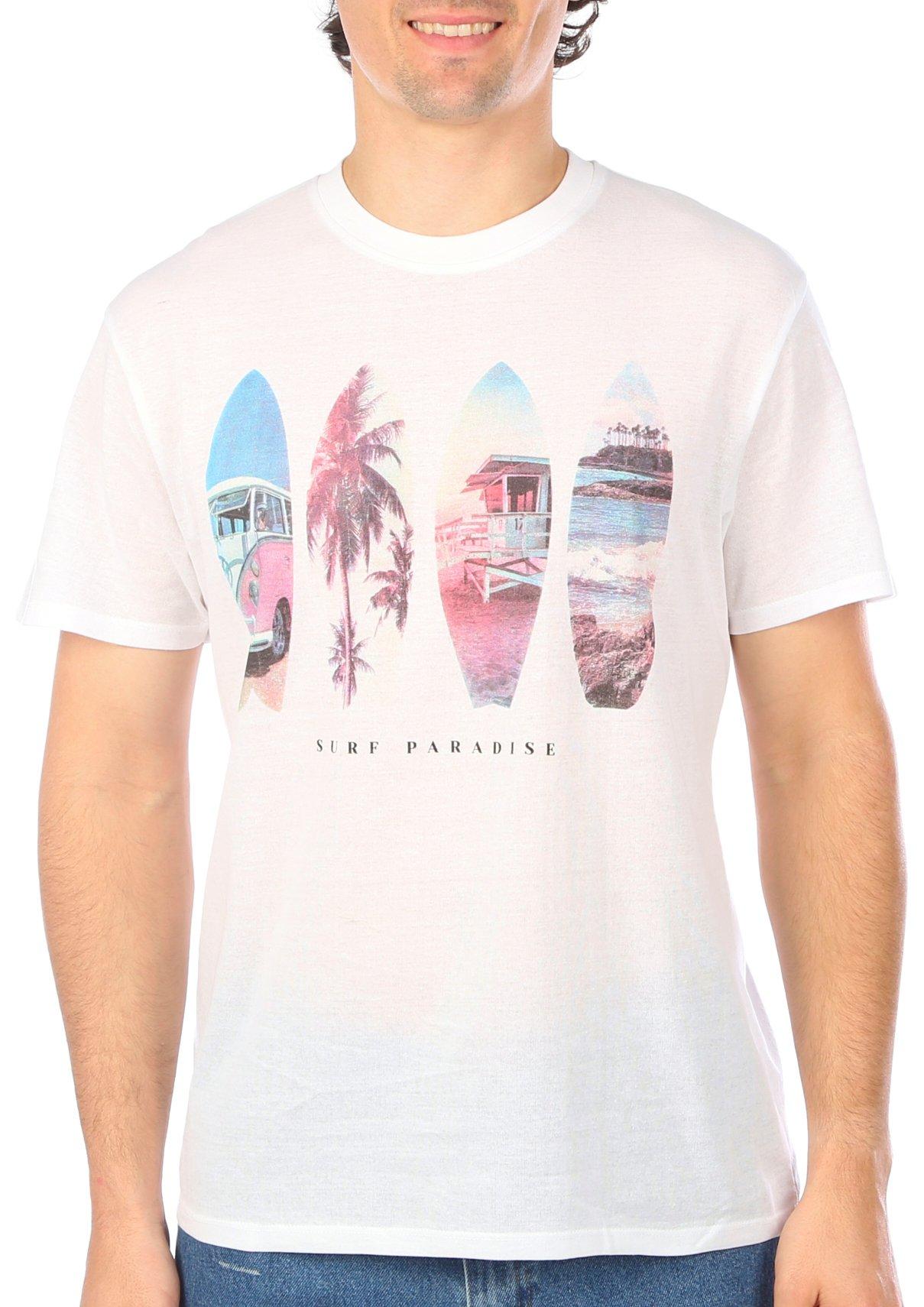 Recycled Threads Mens Surf Paradise Short Sleeve T-Shirt
