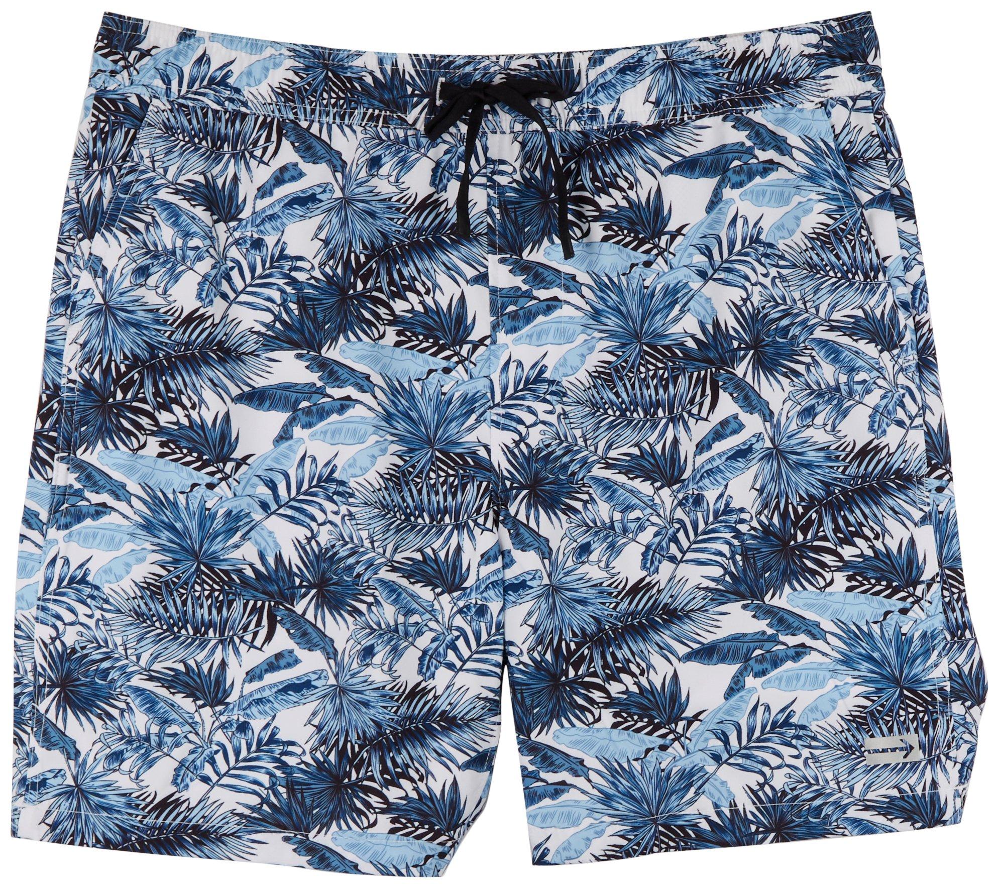 Mens 7.5 Palm Print Swim Shorts