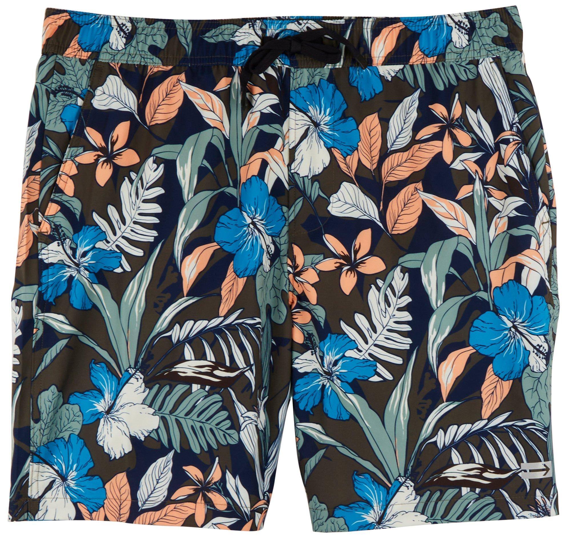 PROJEK RAW Mens 8 Floral Print Swim Shorts