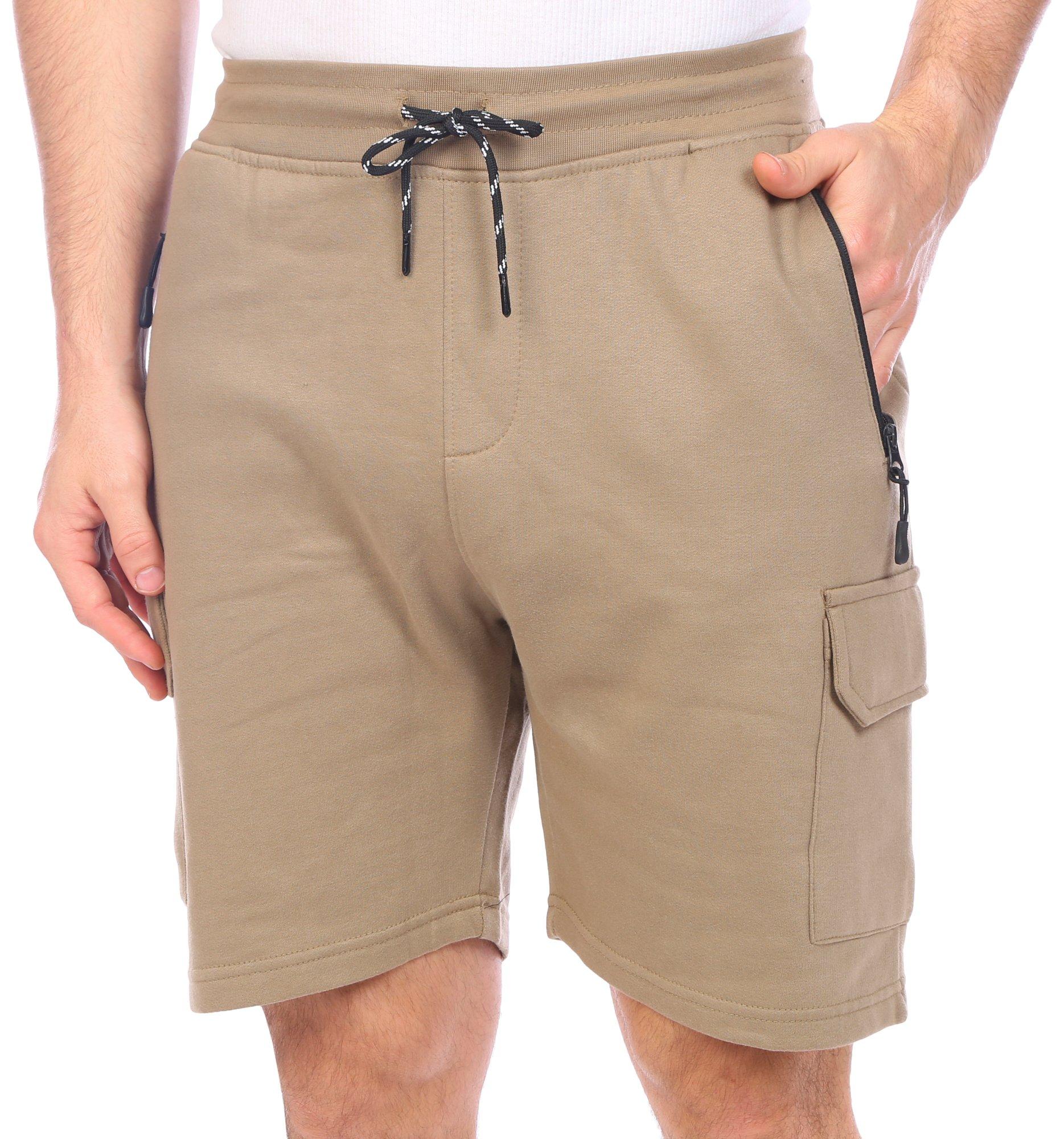 WXYZ Mens 7 In. Zippered Cargo Fleece Shorts