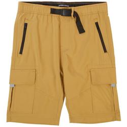 Mens Solid Belted Cargo Shorts