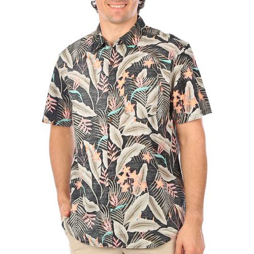 Hurley Mens Tropical Print Button Down Shirt Top